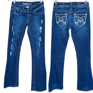 Hydraulic Women's Bailey Slim Boots Cut Flare Jeans in Dark Blue Size 3/4